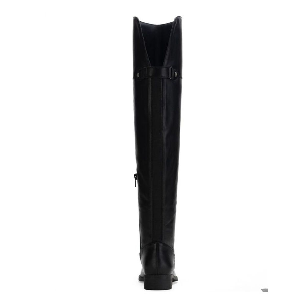 SUN STONE Womens Black Stretch Gore Wide Calf Round Toe Block Heel Boots 6 - Picture 2 of 3